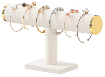 LongMen Armbandhalter, Organizer für Armbänder, Organizer für Armbänder, für Damen, Zubehör für Schmuck (Samt, beige, goldfarbener Metalldeckel)