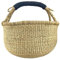 Bolga Korb Afrika - XXL - Das Original aus Ghana - Bunt - Fair Trade - Rund - Viele Farben - Afrikanischer Graskorb mit Ledergriff - Flechtkorb 30-40 cm - Rundkorb mit Wunschdesign (Natural)