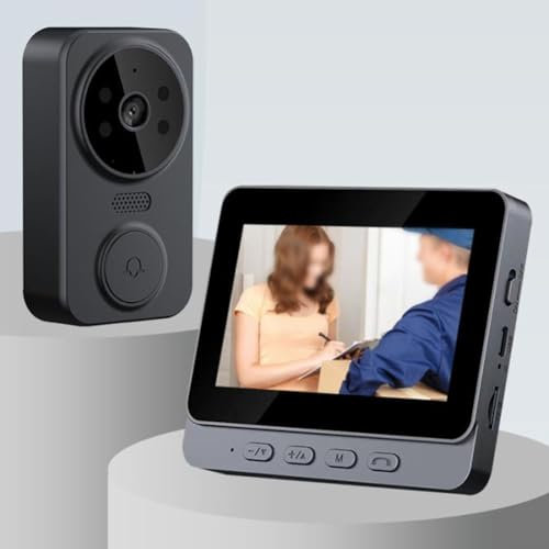 Wireless Video Doorbell, Smart Doorbell Security Intercom Video Camera Door Bell Door for RING, Night Vision, Two-Way Audio, 4.3 IPS Screen Door Monitor, TF Card