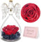 Yamonic Ewige Rose Engel Geschenke für Frauen,Engel Figur Geschenke für Mama,Ewige Rose im Glas Geschenk für Oma,Schutzengel Geschenk Weihnachten,Geburtstagsgeschenk für Frauen, Muttertagsgeschenke