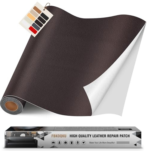 Leder kunstleder selbstklebend, 40 x 200cm leder reparatur set für Möbel, Sofa, Autositze, Taschen, Leder Reparatur und Renovierung(Dunkelbraun)