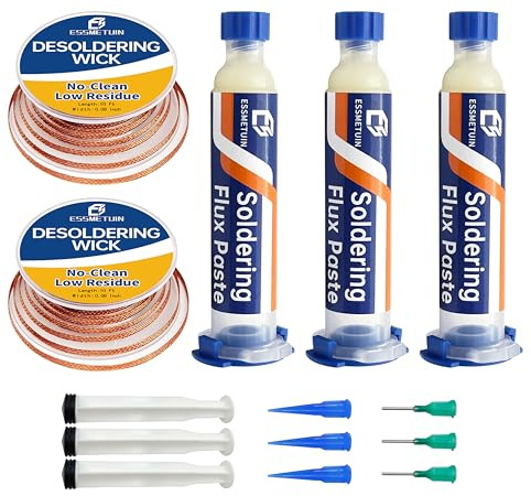 Solder Wick and Soldering flux for Electronics Repair, No Clean Flux, Solder Removal Kit
