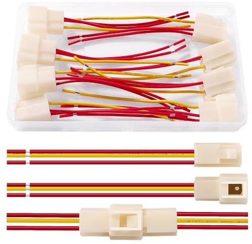 YIXISI 4 Paires 6.3mm 3 Broches Automobile Connecteur, Connecteur de Électrique Mâle et Femelle avec Câble 100 mm 18 AWG, pour Moto, Vélo, Voiture, Bateau