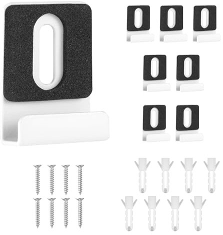 lasuroa 8uds Kit para Colgar Espejo, Clips para Colgar Espejos Metal Ganchos para Espejos Espejo Colgando con Tornillos y Almohadillas de Goma para Montaje en Pared(Blanco)