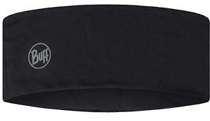 BUFF®| Stirnbänder LW Merino Wool Stirnbänder Männlich Weiblich Erwachsene Temperaturregulierend, 100% Merinowolle, Open Air, Nachhaltig, Leicht, Komfort, Einheitsgröße, Noir