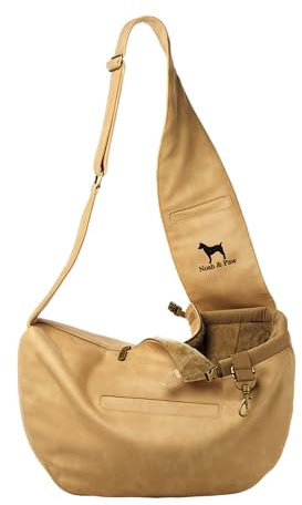 Noah & Paw Hundetragetasche für Kleine Hunde bis 10kg, Hundetasche mit Verstellbarem Schultergurt, und Weichem Fell, 3X Sicherheitsfunktion, Haustiere Tragetasche aus Veganes Leder