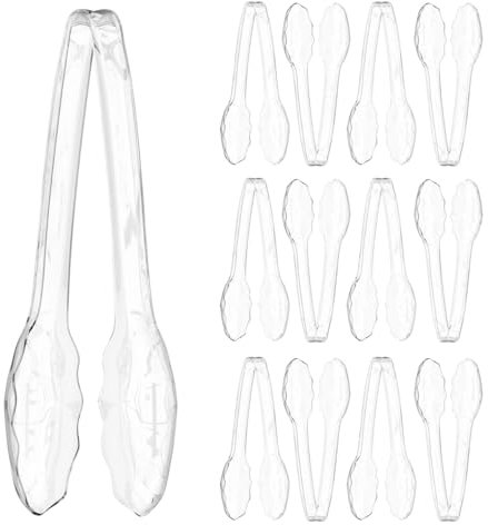 12 Pack Plastic Serving Tongs For Buffet - Plastic Serving Utensils For Hot And Cold Food - Disposable Serving Tongs For Parties, Holidays And Gatherings (Clear)