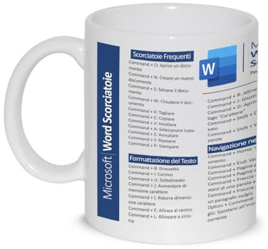 thedifferent Tazza Colazione Latte thè Mug Relax con grafica - Scorciatoie Shortcuts per Word Mac ITA programma Grafica Video - idea regalo Compleanno Natale Collega Lavoro Amici Parenti