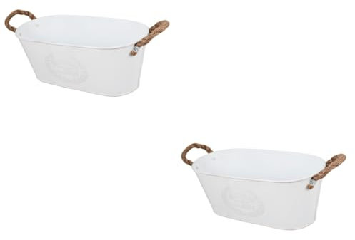 Kisangel 2 Piezas maceta jardineras galvanizadas floreros de mesa florero galvanizado cubo de flores Decoración de jardín jardinera retro de hierro florero de hierro casero planchar