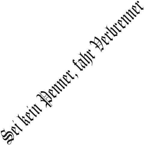 Auto Aufkleber, Sei kein Penner, fahr Verbrenner!, frecher Sticker (Glanz Schwarz, 30cm x 3,1cm)