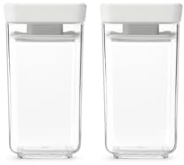 Brabantia TASTY+ Minibehälter-Set | Luftdichte Vorratsdosen für Gewürze und Kräuter | 2 x 0,15 l transparente, BPA-freie Gefäße mit silikonversiegelten Deckeln | Light Grey