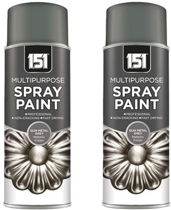 PNJB Multipurpose G-u-n Metal Grey Metallic Spray Paint, Quick-Drying Formula,Quick Drying, Easy Aerosol Spray, Long Lasting,400ml, (2PCS)