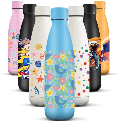 HoneyHolly Borraccia Termica, 500 ml Senza BPA, Bottiglia Termica, Isolamento a Doppia Parete, Borraccia, A Prova di Perdite, Acciaio Inossidabile 18/8, Borraccia Acciaio Inox per Sport, Scuola, Yoga
