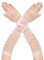 XDGBGFN Damen Lang Handschuhe Weiß Brauthandschuhe Hochzeit PerlenTüllhandschuhe für Halloween Cosplay Karneval Party
