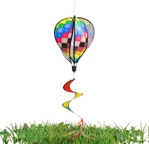 Carillons Éoliens En Forme De Montgolfière - Carillon Éolien Arc-en- Suspendu Pour L'extérieur | Moulin À Vent De Jardin Cinétique Avec Queue Colorée À Suspendre Pour