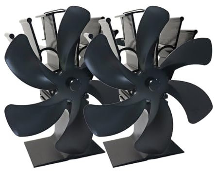 BTYQKZVPM, Ofenventilator, Kaminofenventilator, 6 Flügel, hitzebetriebener Ofenventilator, Holzbrenner, Ecofan, leiser Kamin, Kamin, effiziente Wärmeverteilung (Doppel)