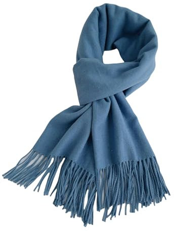 KNQSTYJV Mütze Schal Set Damen Nachahmung Kaschmir Quastenschal Frauen Winter Vielseitigem Temperament Schal-blau-180 * 70 cm