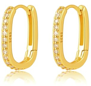HUGE TOMATO Sterling Silber 925 Creolen Ohrringe für Herrn Damen,14K Vergoldet Creolen Hypoallergene Quadratische Ohrringe mit AAA+ Zirkonia, Geschenkidee zu Geburtstag, Valentinstag