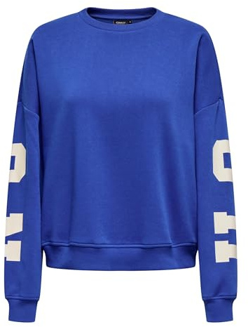 ONLY Damen Sweatshirt ONLSweat Life Back Sleeve Print Pullover Loose Fit 15356793 Surf The Web Birch Houston L