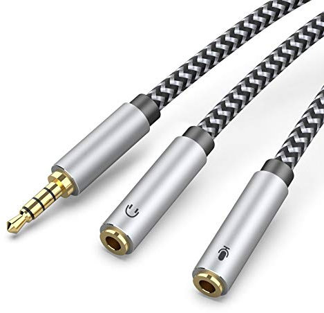 MORELECS Long Headset Splitter Cable 5ft - 3.5mm TRRS Headphone Mic Splitter for Headset with Separate Headphone & Mic Compatible with PC, PS4, Xbox, Laptop, Smartphone (Not for 2 Headphones)