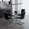 GOLDFAN Table à Manger avec 4 Chaises en PU, Table en Verre et Métal Moderne, 110 cm,Style Contemporain (Noire)