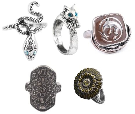 JUSONGKWCP 5 Pcs Darksoul Ringe Darksoul Figur Ring Cosplay Accessories Vintage Punk Schmuck Rings Jewelry
