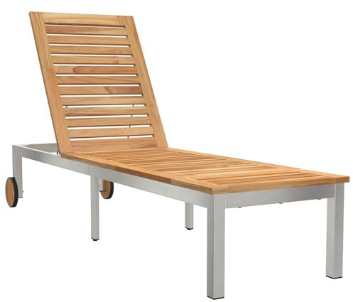vidaXL Sonnenliege 1-Person Braun 207 x 58 x 35cm Massivholz Akazie, Moderne Gartenmöbel, Liegestuhl für Terrasse, langlebige Sonnenliege für Strand und Pool