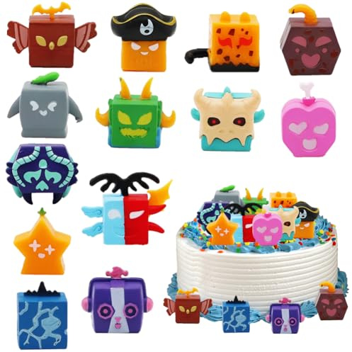 13 Pcs Bl-Ox Fruits Adornos de Tartas, Decoración para Tarta Dibujos Animados, Mini Figures de Decoración Muñecos de Juguete para Tartas Fanáticos de la Película Regalos Coleccionables