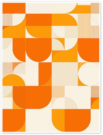 Posterlounge Oranges Bauhaus Muster Poster | 30 x 40 cm von Frank Daske Orange Wandbilder Wanddeko
