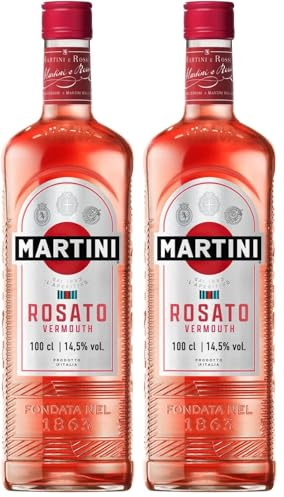 MARTINI Rosato Vermouth Apéritif, 14,5% vol., 100cl / 1L, Vermouth demi-sec aux épices élégantes (Lot de 2)