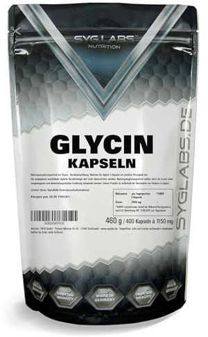 Glycin Kapseln - 1000mg - 400 vegane hochdosierte Kapseln | 2000mg pro Tagesportion - ohne Zusätze - vegan - laborgeprüft
