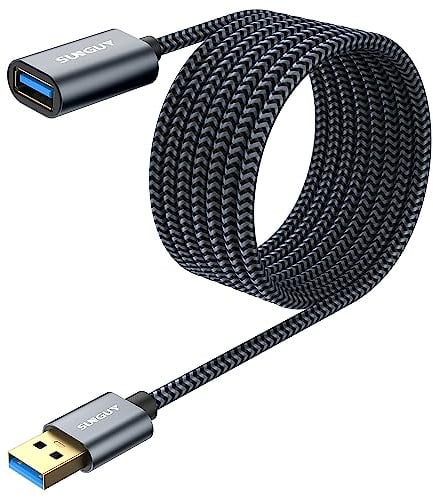 SUNGUY Cable Alargador USB 3.0, Cable de Extensión USB A Macho a Hembra Ultrarrápido de 5 Gbps para Lectores de Tarjetas, Teclados, Impresoras, Escáneres, Cámaras [5m-Gris-1piezas]