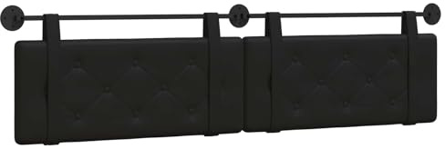 vidaXL Hängendes Kopfteil Schwarz Kunstleder, Elegantes modernes Kopfteil, rechteckiges Design, Wandmontage, gepolsterte Rückenlehne, minimalistisches Schlafzimmerdekor