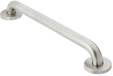 Moen Home Care R8724P Haltegriff für Badewanne und Dusche, rutschfest, gestrahlte Textur, Pflegeprodukt für ältere Menschen, 61 cm, Edelstahl, poliertes Messing