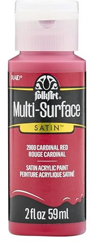 FolkArt Multi-Surface Satin Acrylic Paint, Cardinal Red, Small