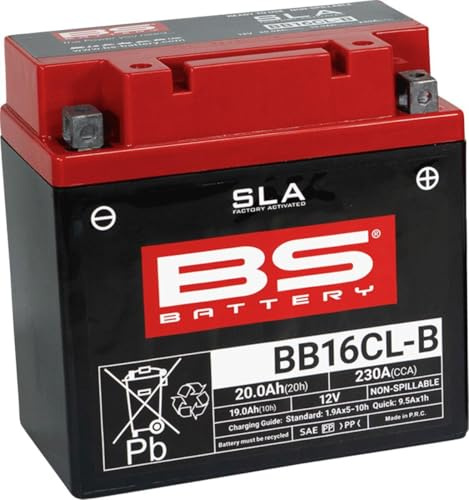 BS Battery 300771 BB16CL-B AGM SLA Motorrad Batterie, Schwarz