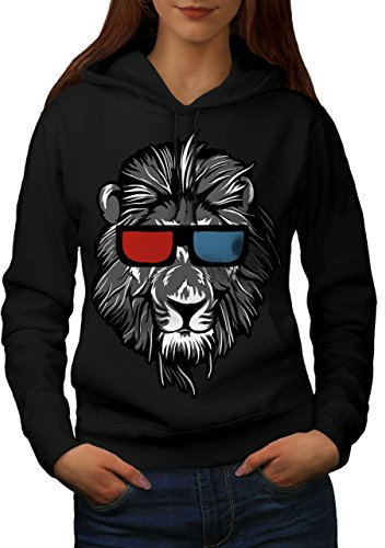 Wellcoda Löwe Beute Cool Tier Frau Kapuzenpullover Wild Beiläufiges mit Kapuze Sweatshirt