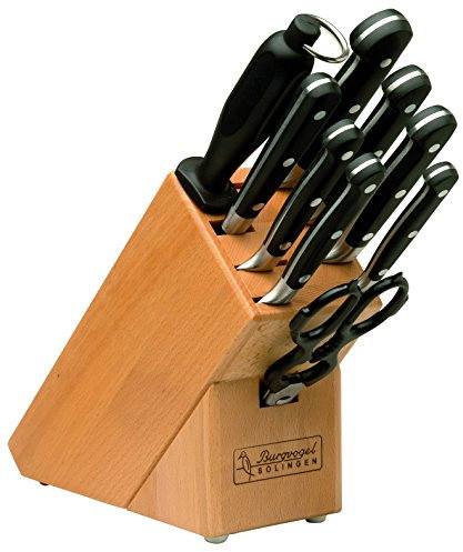 Burgvogel Solingen Comfort Line Messerblock geschmiedet, rostfrei, 10 Teilig, spülmaschinenfest, genietet, schwarz, hochwertig, 1461.911.00.0