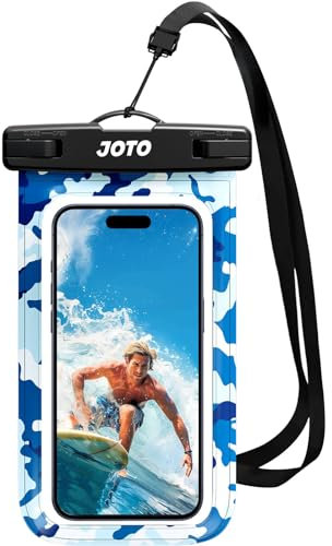 JOTO Waterproof Phone Pouch Cellphone Dry Bag Case for iPhone 15 14 13 12 Pro Max Xs Max XR X 8 7 6S Plus SE, Galaxy S23 S22 S22+ S21 FE up to 7 -CamoBlue