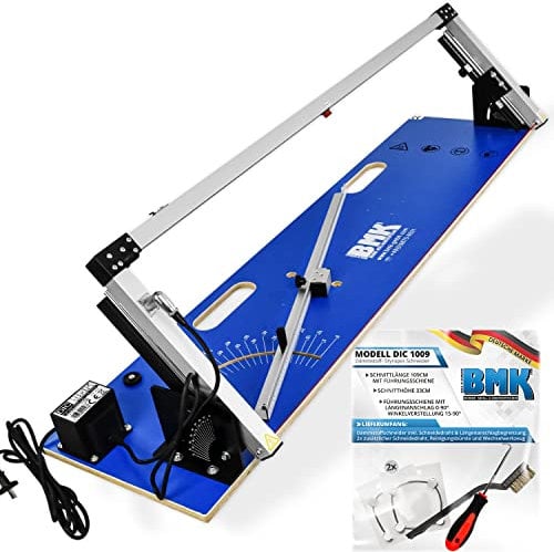 BMK Dämmstoffschneider Styroporschneider | Schnittlänge 109cm, Schnitthöhe 33cm | Thermosäge Heißer Draht für WDVS aus Styropor und Styrodur
