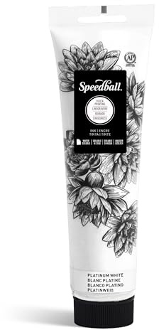 Speedball 150ml 5oz Water-Soluble Block Ink Platinum White, for Block Printing, Lino Print, Screen Printing, for Artists Kit
