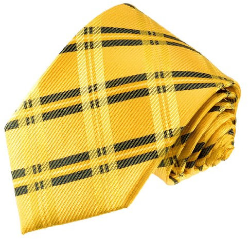 Lorenzo Cana - Original Marken Krawatte aus 100% Seide - Gold Gelb Karo - Italienische Tradition - 84180