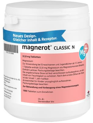 magnerot® CLASSIC N Magnesium-Orotat 500 mg Tabletten, 1000 Stk. | Bei Muskel- & Wadenkrämpfen durch Magnesiummangel, individuell dosierbar, gut verträglich, organische Magnesiumverbindung