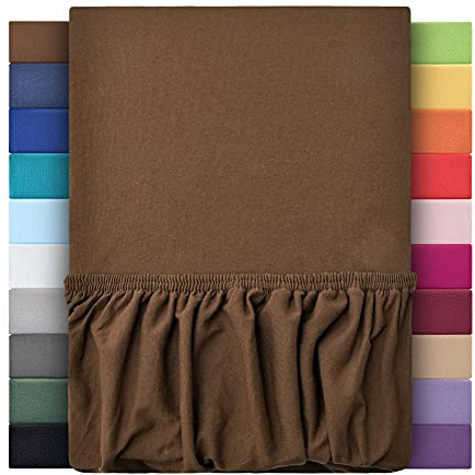 Premium Plus Topper Bezug Boxspring Spannbetttuch Jersey 180x200 cm - 200x220 cm 100% Baumwolle (Schokobraun/Dunkelbraun)
