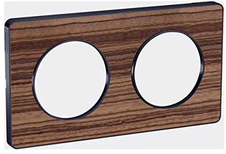 Schneider Electric - Odace Touch, plaque Bois Zeb. avec liseré Anth. 2 postes horiz/vert entraxe 71mm - S540804P4