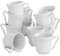 MALACASA Série Flora Tasse à Café en Porcelaine, Mugs Carrée 330 ML (12 Pièces, Série Mario-Blanc)