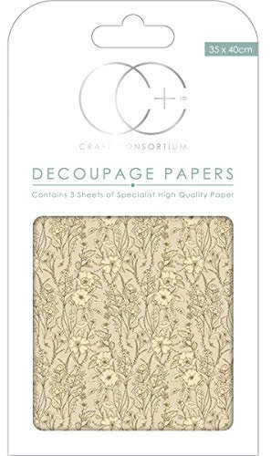 Craft Consortium DECP311 Decoupage-Papier, 34 x 40 cm, 3 Packungen