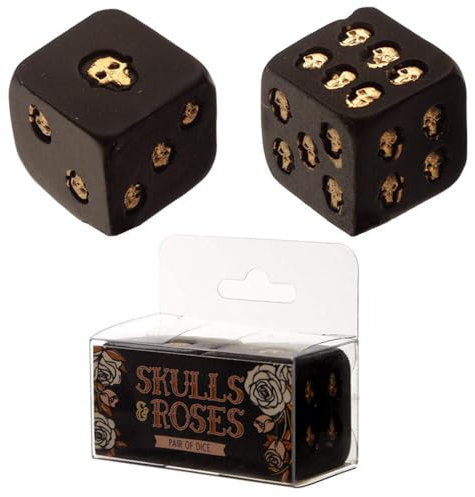 Puckator Totenkopf Würfel 2er Set 2-er Set, schwarz, 100% Polyresin, in Sichtverpackung.