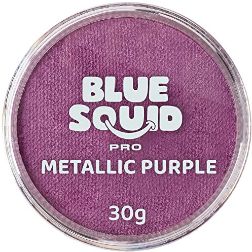 Blue Squid PRO Schminke Face Paint und Bodypaint - Metallic Lila 30g , Hochwertige, professionelle, wasserbasierte Einzelbehälter, Face und Bodypaint Farbe für Erwachsene, Kinder, Fasching und SFX