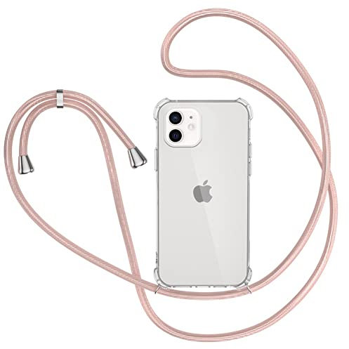 XTCASE Handykette Hülle für iPhone 11 mit Band, Transparent Silikon Handyhülle für iPhone 11 mit Kette Stossfest Schutzhülle - Schnur mit Case zum Umhängen in Roségold